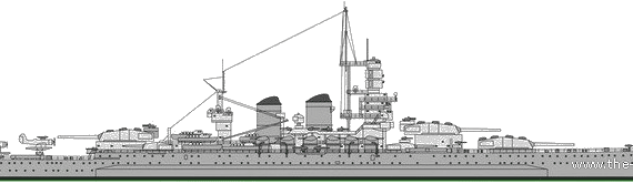 Ship RN Roma [Battleship] (1940) - drawings, dimensions, figures